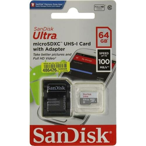 SD карта Sandisk Ultra SDSQUNR-064G-GN3MA