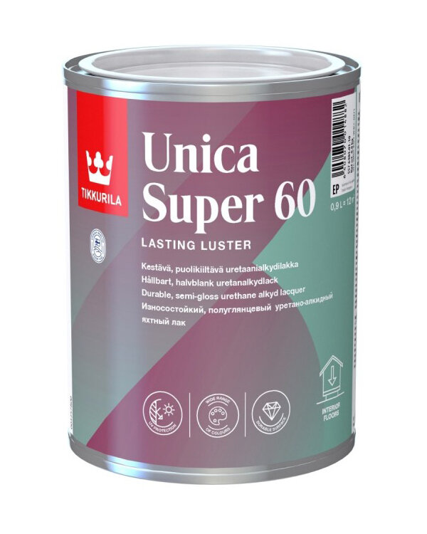 Tikkurila Unica Super 60,Износостойкий уретано-алкидный яхтный лак,0,9л