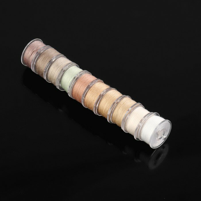 Набор шпулек с нитками, в органайзере, d = 20 мм, 10 шт, цвет бежевый спектр - фотография № 5