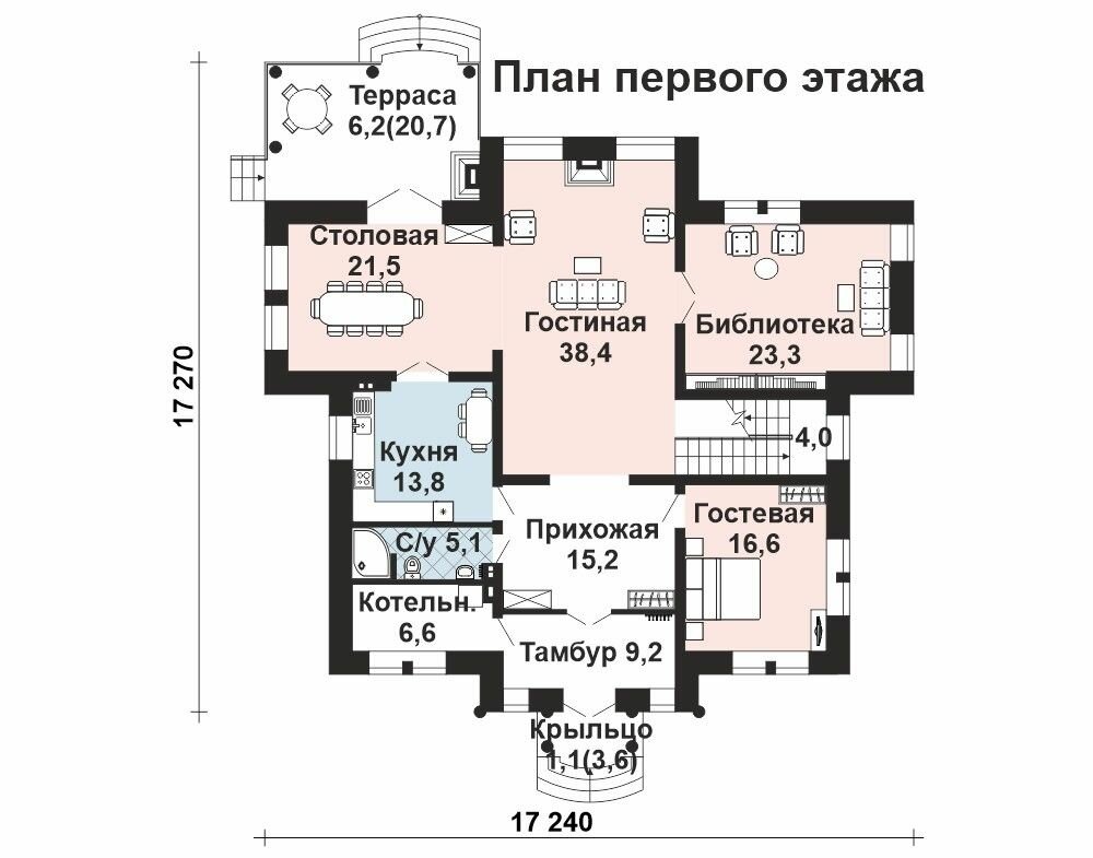 (297м2, 17х17м) Готовый проект двухэтажного дома из кирпича с котельной и крыльцом - AS-2377 - фотография № 3