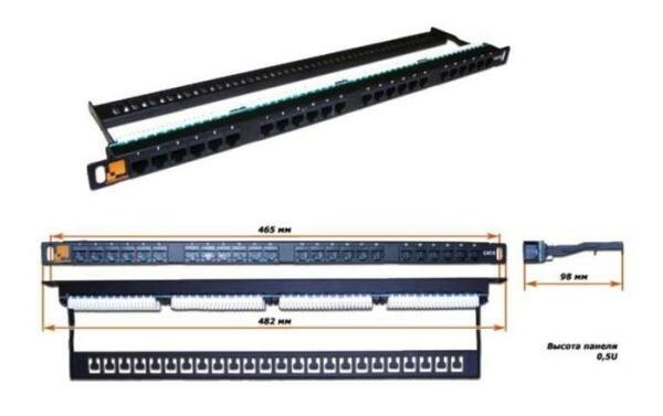 Патч-панель 19", 24 порта RJ-45, категория 6, UTP, 0.5U, компактная, LANMASTER LAN-PPC24U6