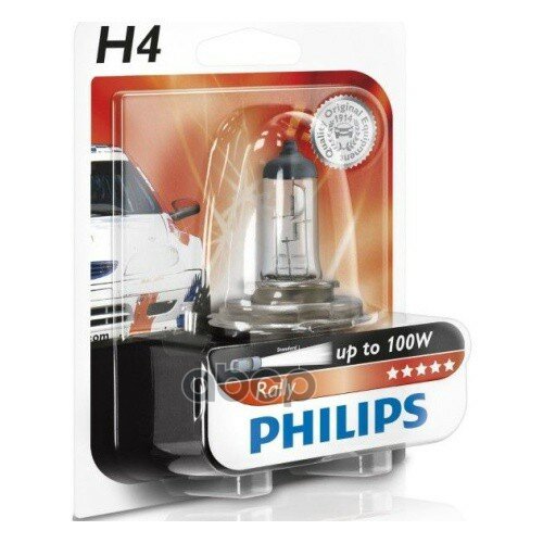 Автолампа Philips 12569Rab1 H4 12V 100/90W P43t Rally (Б1/10) Philips арт. 12569RAB1