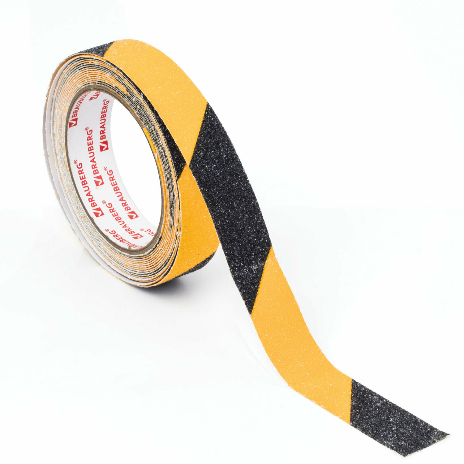 Квант продажи 2 ед. Клейкая противоскользящая зернистая лента 25 мм х 5 м, черно-желтая, основа ПВХ, BRAUBERG, 606773. 606773 - фотография № 3