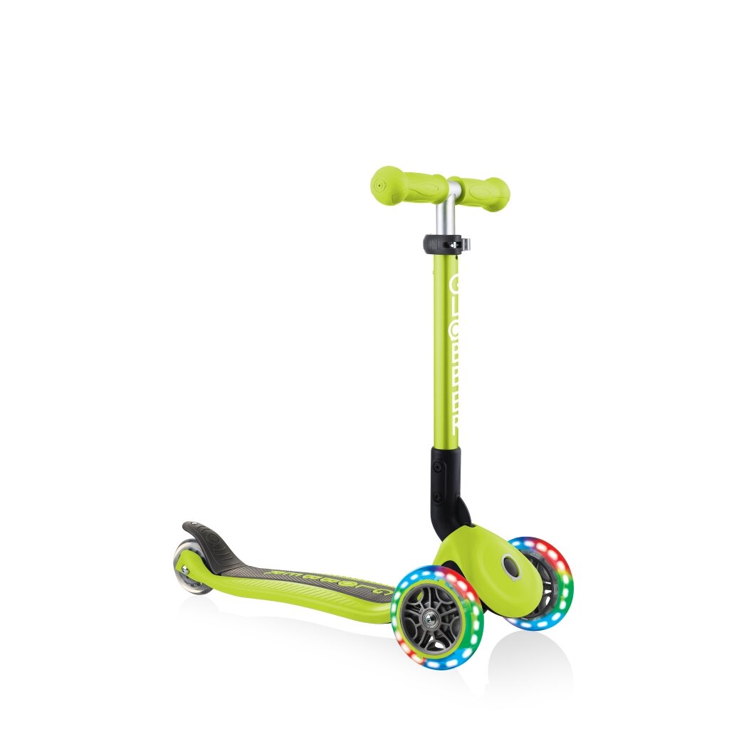 Детские трехколесные велосипеды, самокаты с сиденьем и беговелы для малышей GLOBBER JUNIOR FOLDABLE LIGHTS 437-106 Цвет- Зеленый