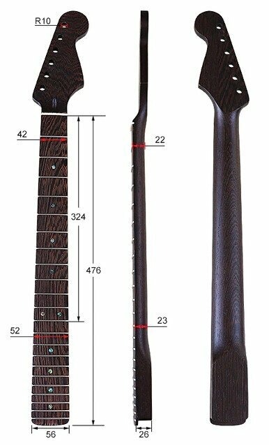 Гриф для электрогитары Stratocaster венге 22 лада Bestwood ST M12 Matte