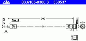 Тормозной шланг Ate 83.6105-0300.3 Mercedes-Benz: 1634200748 1634201348 330537 Mercedes-Benz M-Class (W163)