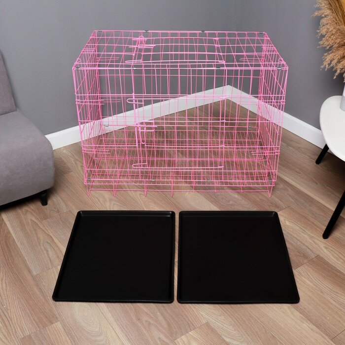 Клетка с люком для собак и кошек, 100 х 60 х 70 см, розовая - фотография № 11