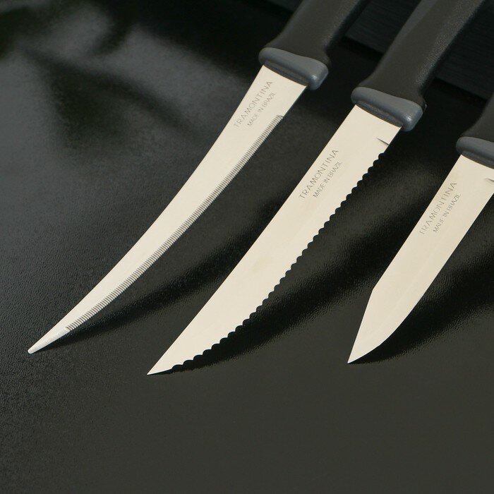 Набор кухонных ножей Tramontina Felice, 3 предмета, цвет черный - фотография № 2