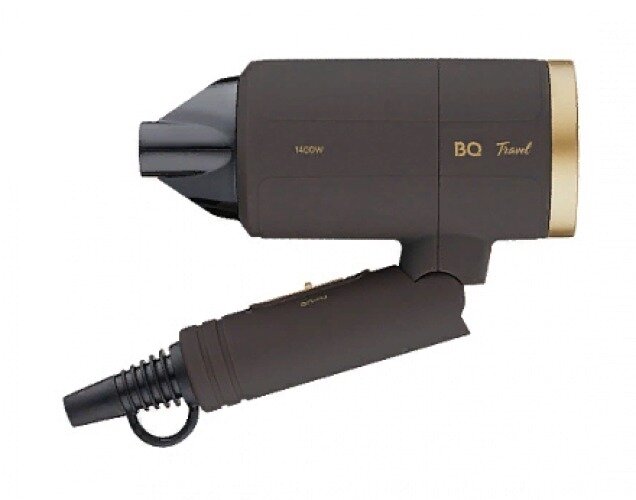 Фен для волос БиКью Travel Collection HD1212М с защитой от перегрева коричневый 2 температурных режима 2 мощности 1 насадка 1400Вт шнур 1.8м / для - фотография № 3