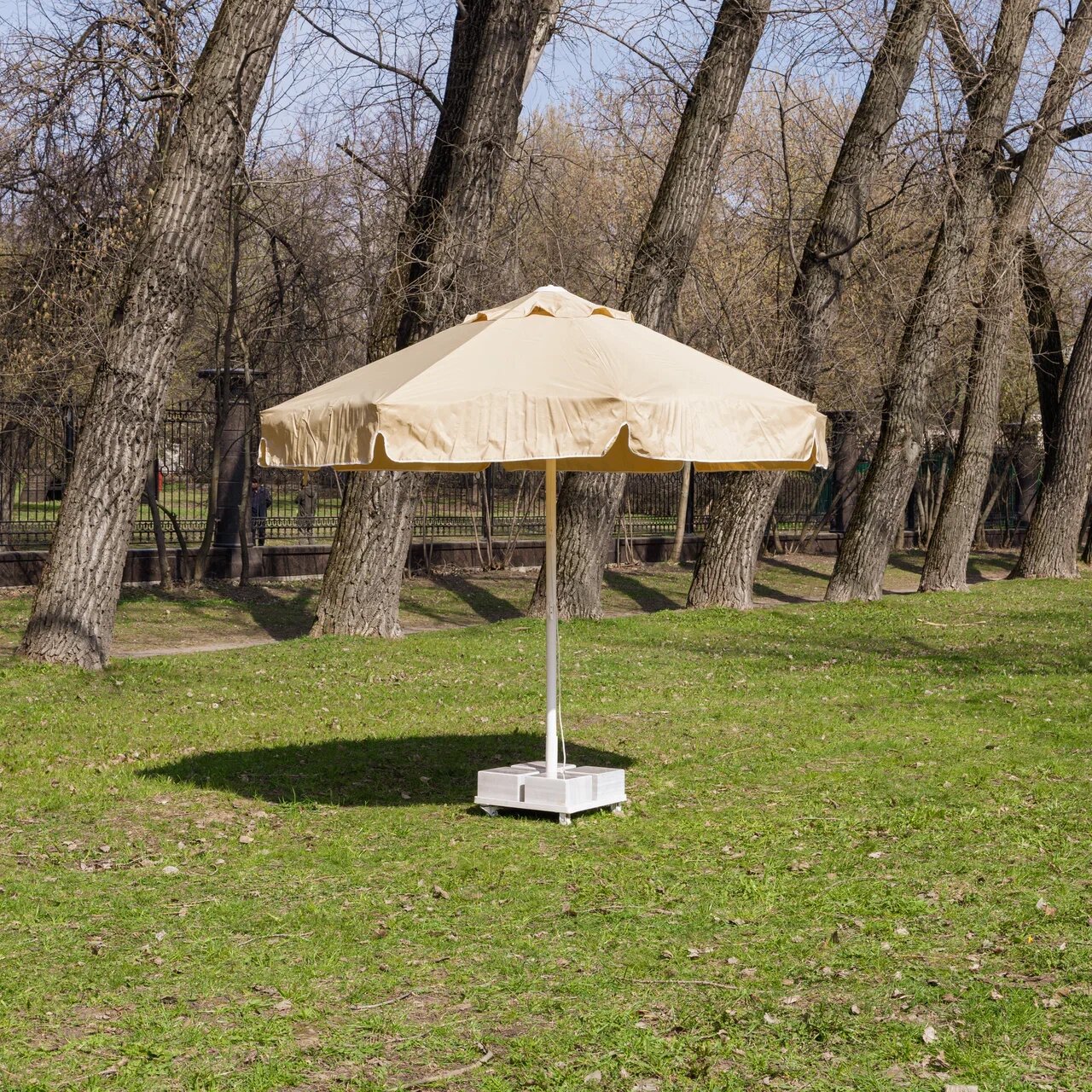 Зонт MISTRAL 300 круглый с воланом (база в комплекте) бежевый - фотография № 3