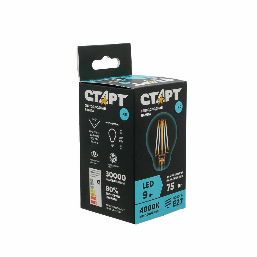 Светодиодная лампа старт LED F-GLSE27 9W40 4640033428660