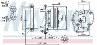 Компрессор кондиционера Daewoo Lanos / Sens 97> Zaz Chance/Sens 04> NISSENS 89108