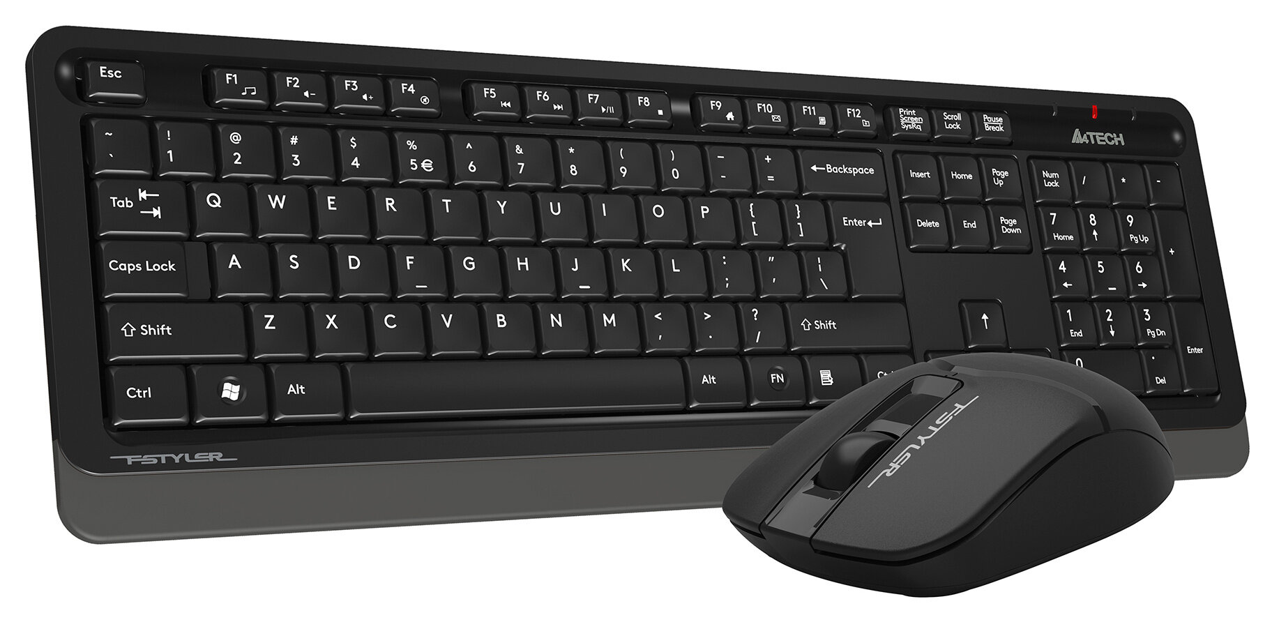 Клавиатура + мышь A4Tech Fstyler FG1012 клав:черный/серый мышь:черный USB беспроводная Multimedia