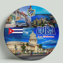 Декоративная тарелка "Куба. Коллаж", 20см, 20 см