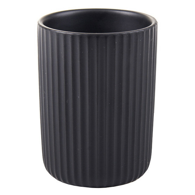фото Стакан для зубных щеток аквалиния плиссе черный матовый