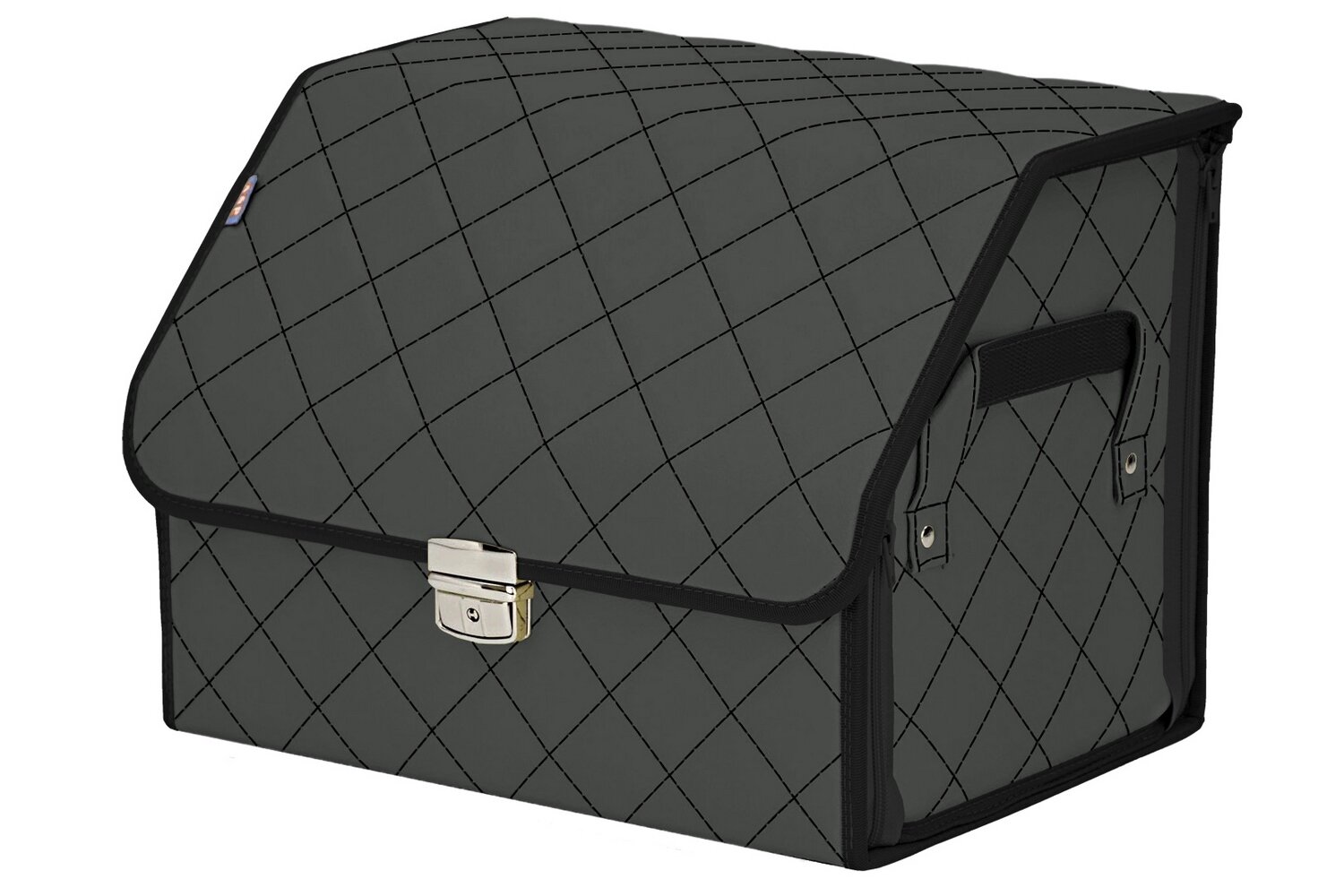 Органайзер-саквояж в багажник "Союз Премиум" (размер M). Цвет: серый с черной прострочкой Ромб.