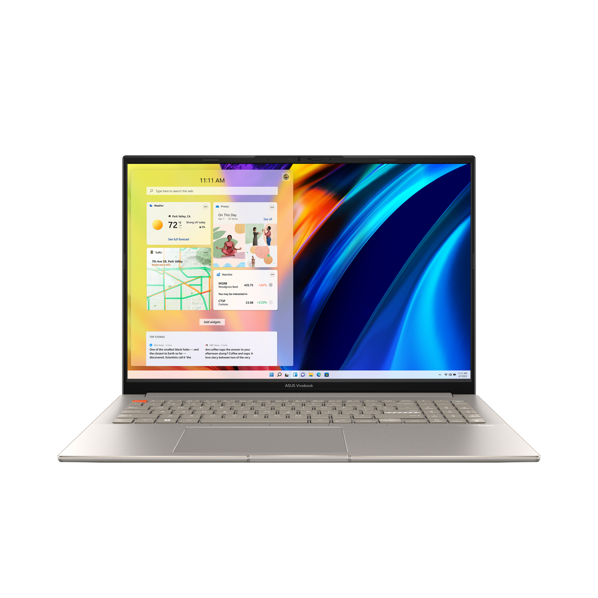 Ноутбук ASUS VivoBook S M5602QA-KV105W, 16" (2560x1600) IPS 120Гц/AMD Ryzen 7 5800H/16ГБ DDR4/1ТБ SSD/Radeon Graphics/Windows 11 Home, песочный [90NB0XW2-M00460]