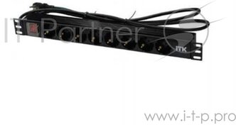 ITK PDU 8 розеток нем. ст, с LED выкл,1U, шнур 2м вилка нем. Ст PH12-8D1