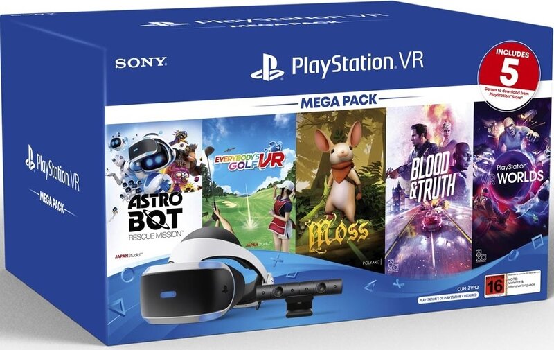 Шлем виртуальной реальности Sony PlayStation VR Mega Pack Bundle, черно-белый