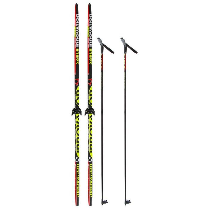 Бренд ЦСТ Комплект лыжный: пластиковые лыжи 205 см с насечкой, стеклопластиковые палки 165 см, крепления NN75 мм «бренд ЦСТ Step», цвета микс
