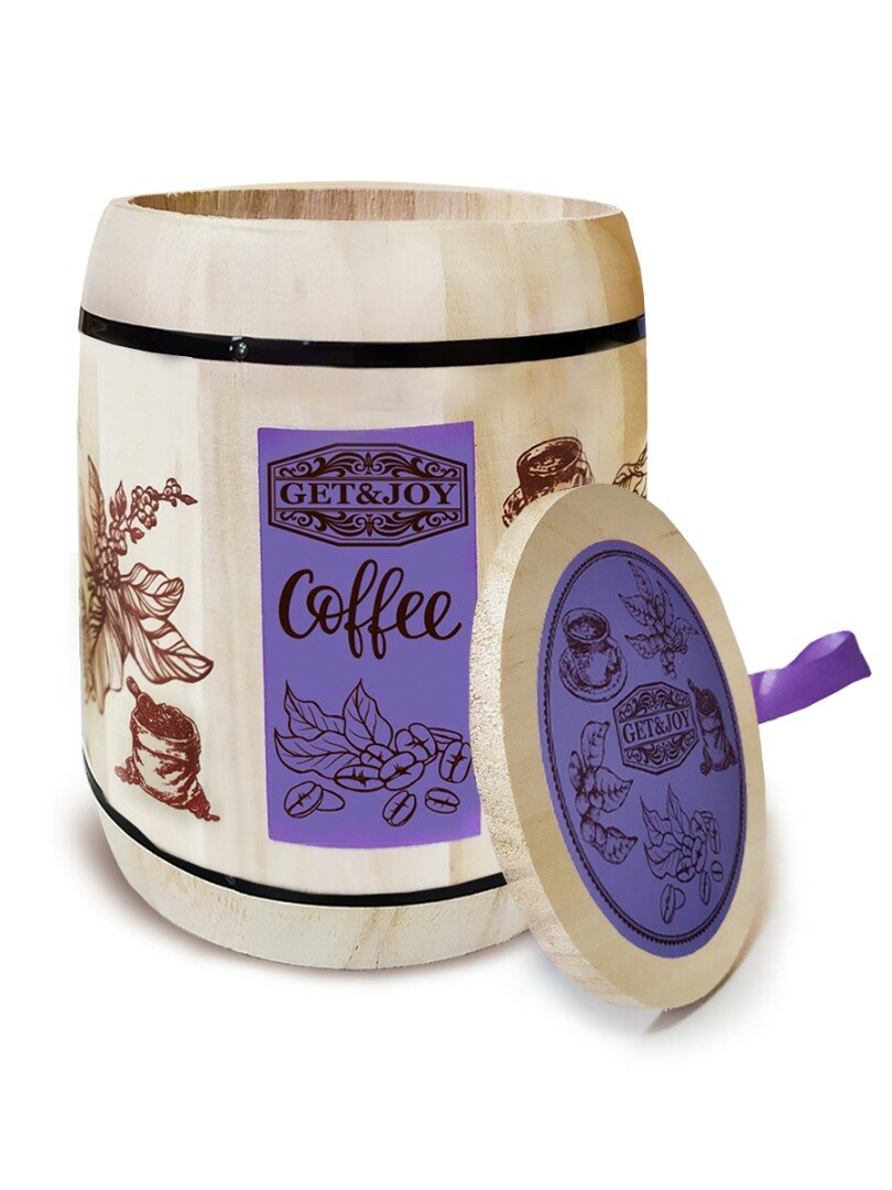Кофе "Бразилия" ТМ "Get&Joy"в деревянном бочонке, фиолетовый (6689), 150 гр - фотография № 2
