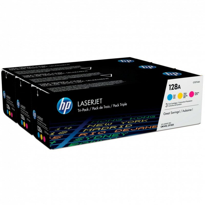 Тонер Картридж HP CF371AM голубой/пурпурный/желтый x3уп. (1300стр.) для HP CM1415/CP1525
