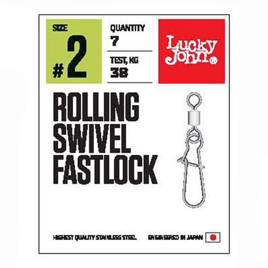 Вертлюги c застежкой LUCKY JOHN Pro Series ROLLING SWIVEL FASTLOCK 008 10шт.