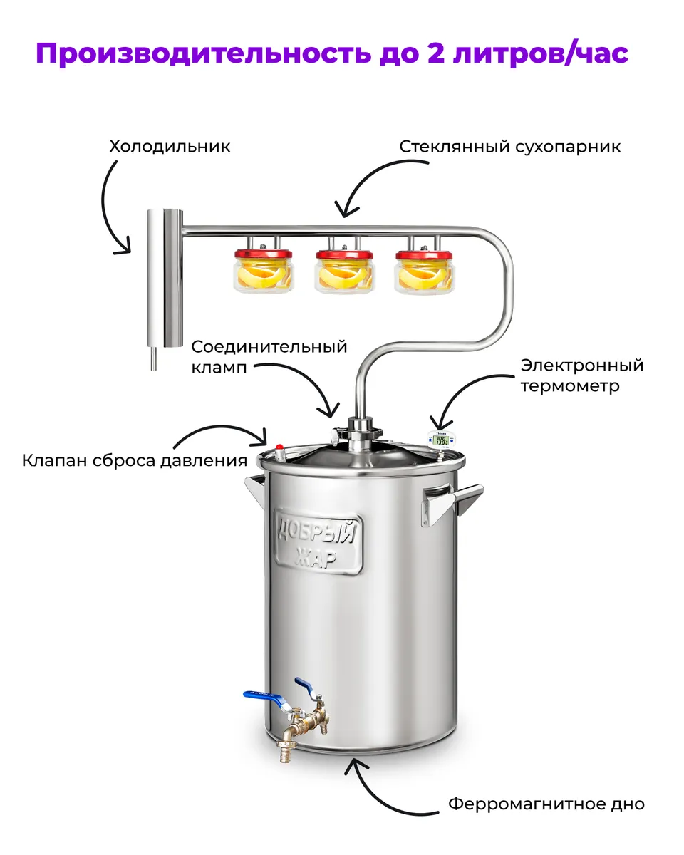 Самогонный аппарат Добрый Жар "Луч" на 30 литров (нагрев на плите) - фотография № 5