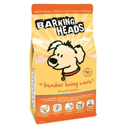 Сухой корм Barking Heads для собак с чувствительным пищеварением "Нежная забота" Курица и Рис 2кг