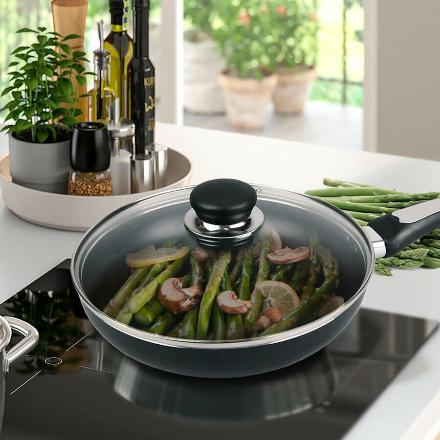 фото Сковорода Maestro, MR-1203-24, с крышкой, черный, диаметр 24 см