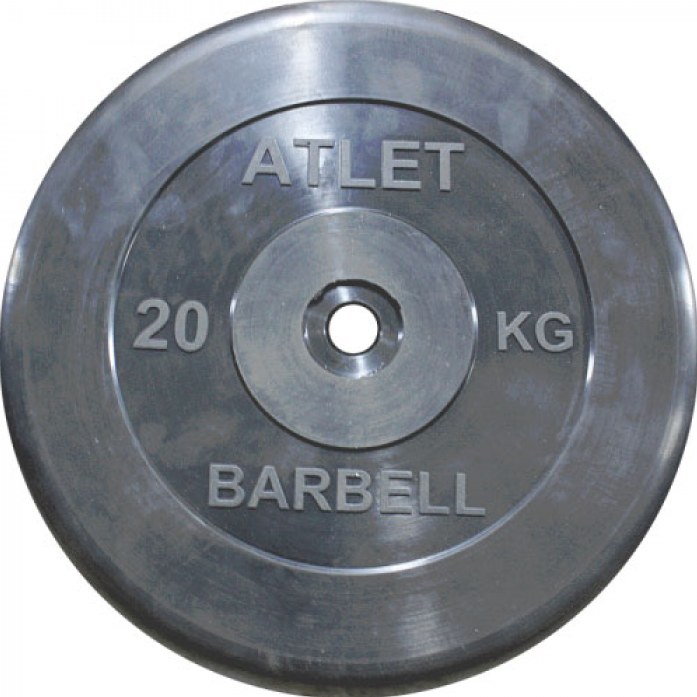 Диск обрезиненный MB Barbell d 26 мм чёрный 20,0 кг Atlet