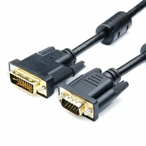 Кабель видео адаптер DVI-I VGA 29M/15M Dual Link 2 фильтра AT6143 черный - 1.8 метра