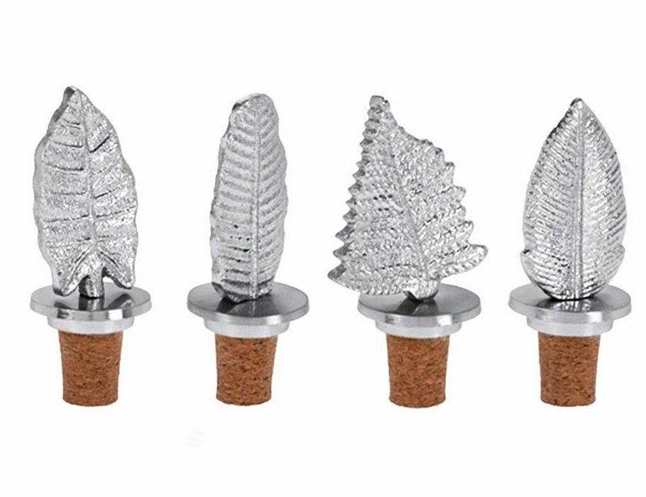 фото Декоративная пробка для бутылки тропическая флора, серебряная, 9.5 см, Koopman International