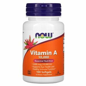 NOW Foods Vitamin A 10 000 IU 100 капсул