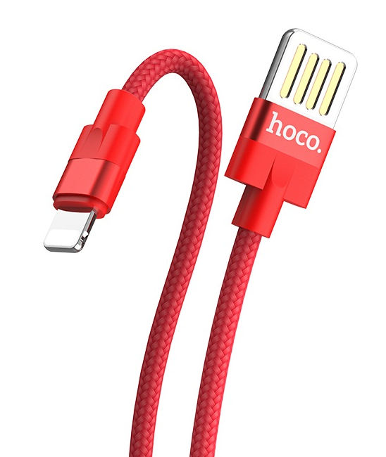 Кабель HOCO U55 USB (m)-Lightning (m) 1.2м 2.4A ткань красный