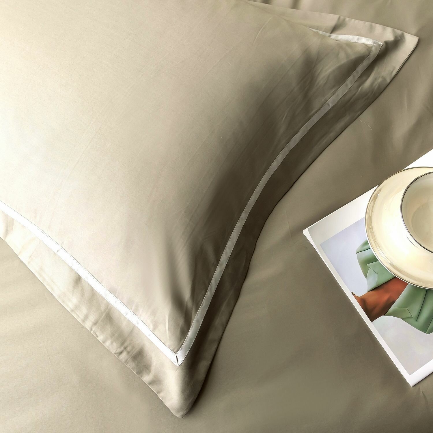 Комплект постельного белья Однотонный Сатин Премиум OCPK027 2 спальный 4 наволочки - фотография № 10
