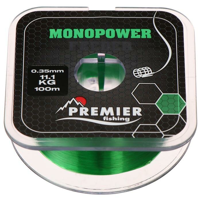 Леска Preмier fishing MONOPOWER Feeder диаметр 0.35 мм тест 11.1 кг 100 м зелёная