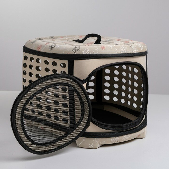 Пижон Складная сумка-переноска большая, материал EVA, 42,5 х 37,5 х 29,5 см, бежевая - фотография № 3
