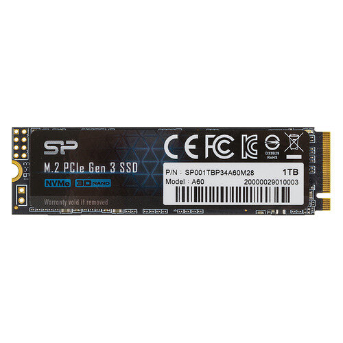 SSD накопитель Silicon Power M-Series SP001TBP34A60M28 1ТБ, M.2 2280, PCI-E x4, NVMe