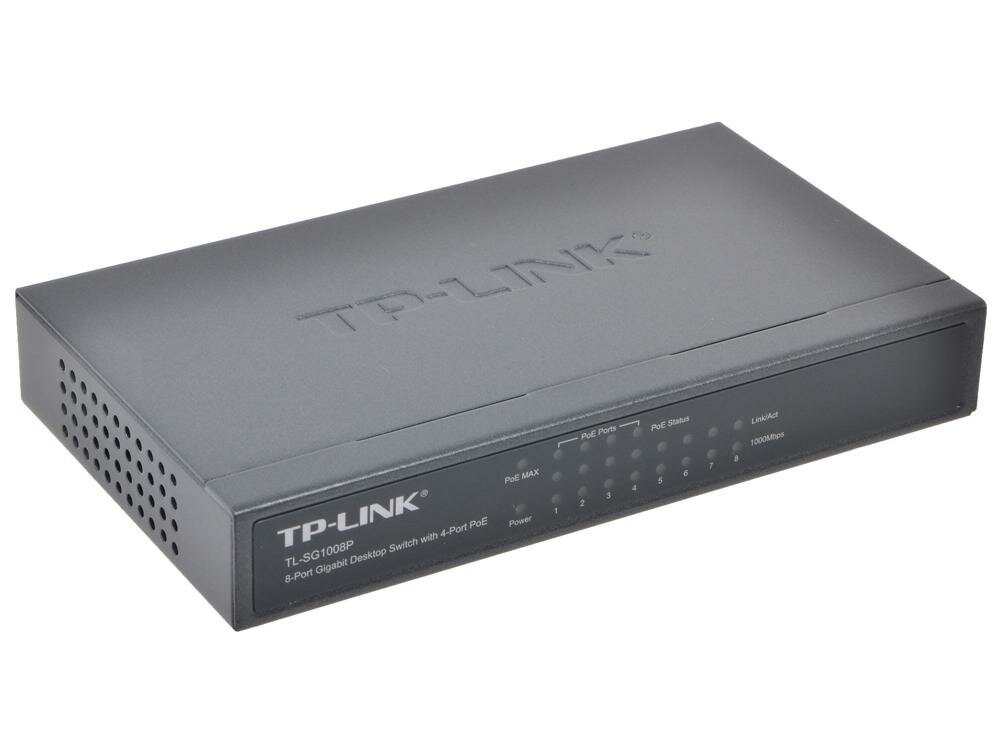 Коммутатор TP-LINK TL-SG1008P 8-портовый гигабитный настольный коммутатор с 4 портами РоЕ