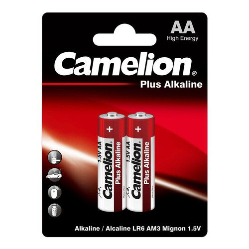AA Батарейка CAMELION Plus Alkaline LR6-BP2, 2 шт. 2700мAч