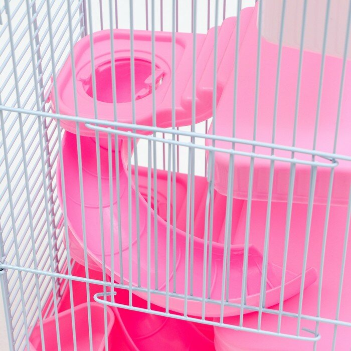 Пижон Клетка для мелких грызунов "Пижон", с наполнением, 23 х 17 х 45 см, розовая - фотография № 6