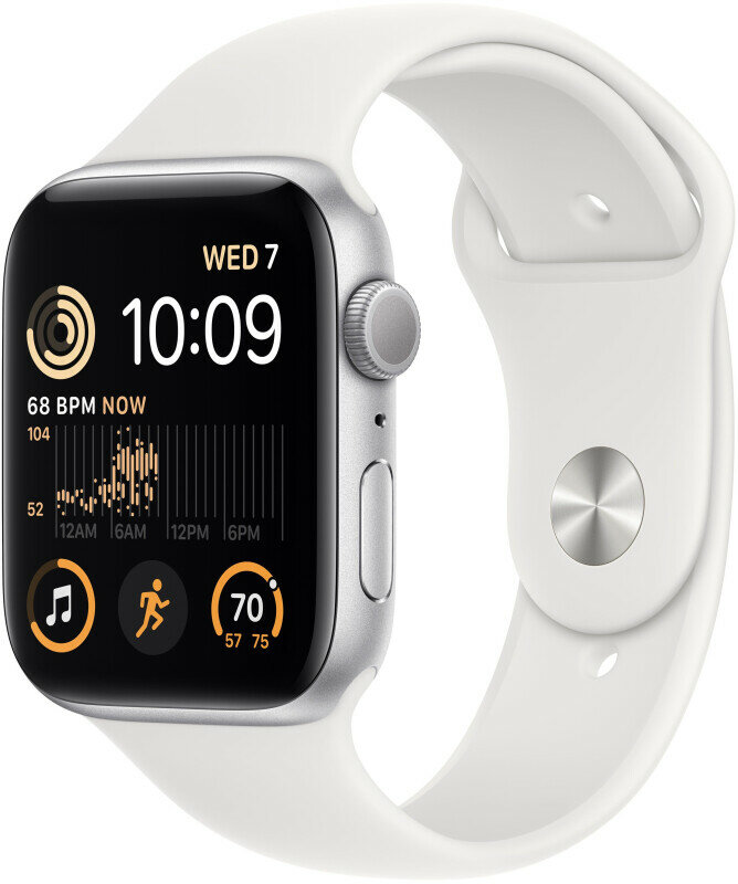 Умные часы Apple Watch SE 2022 A2723 44мм серебристый/белый (MNTH3LL/A)