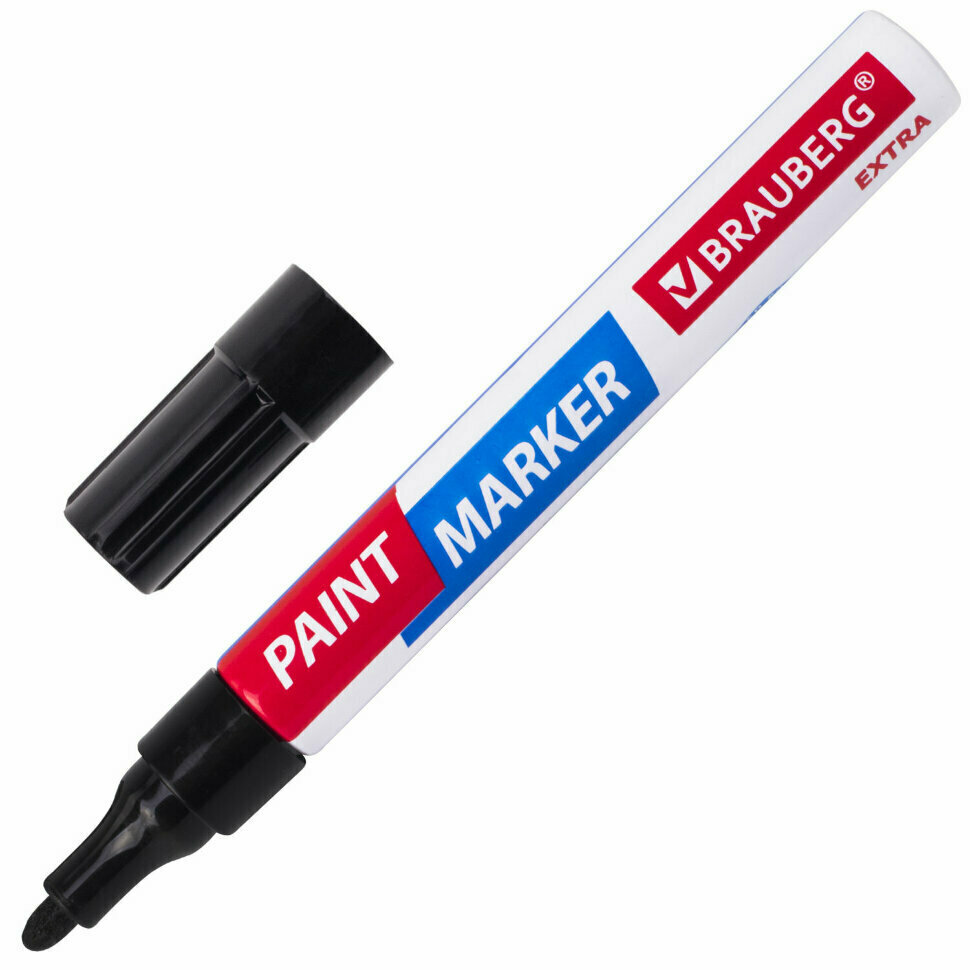 Маркер-краска лаковый EXTRA (paint marker) 4 мм, черный, усиленная нитро-основа, BRAUBERG, 151979, 151979 - фотография № 1