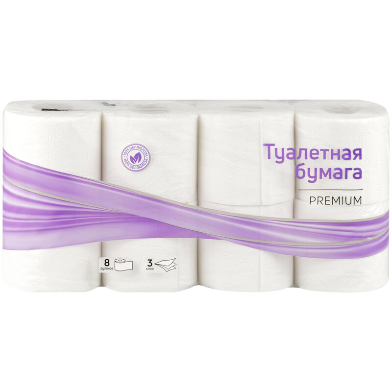 фото Бумага туалетная OfficeClean, 3-слойная, 8шт., 28,5м/рул., тиснение, белая, 1 шт