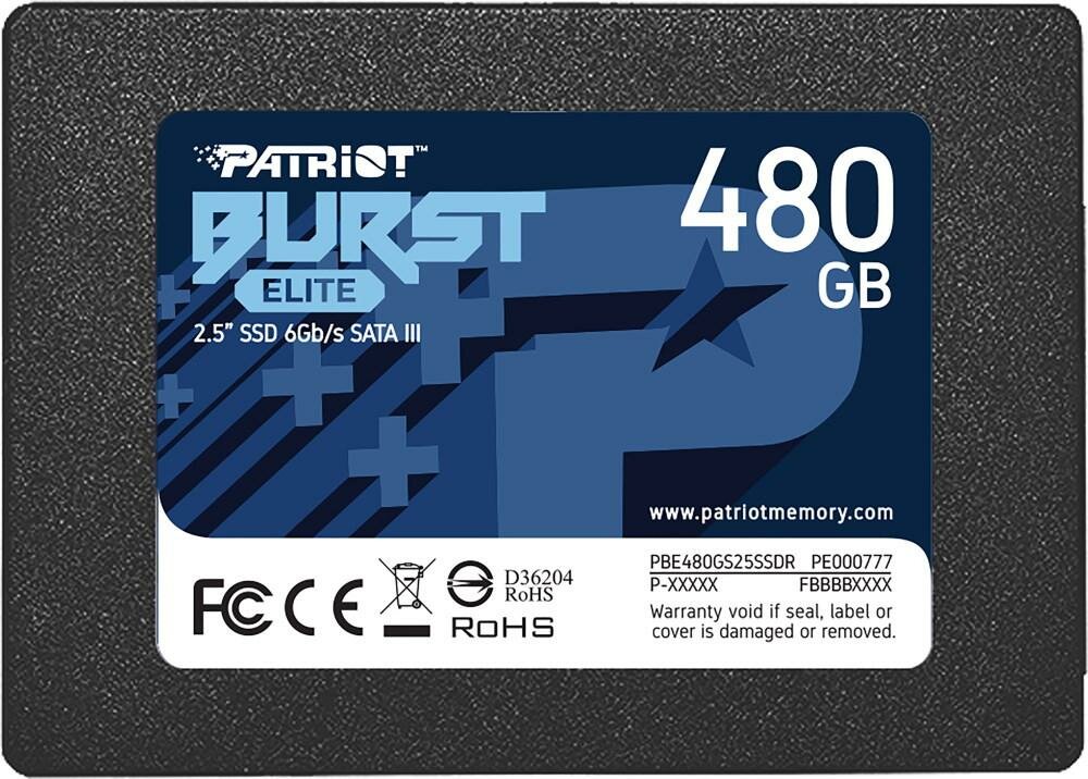 Твердотельный накопитель SSD 2.5" Patriot 480GB Burst Elite (SATA3, up to 450/320Mbs, 400TBW, 7mm)