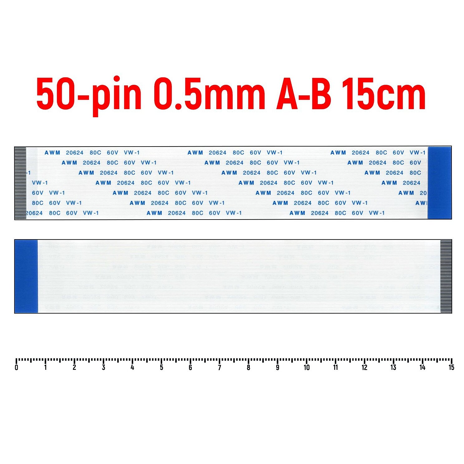 Шлейф FFC 50-pin Шаг 0.5mm Длина 15cm Обратный A-B