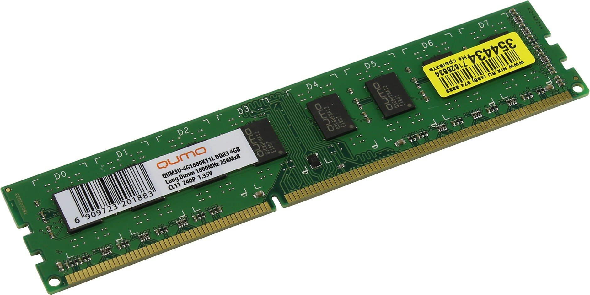 Модуль памяти 4GB QUMO QUM3U-4G1600K11L DDR3 DIMM (PC3-12800) 1600MHz 1.35V