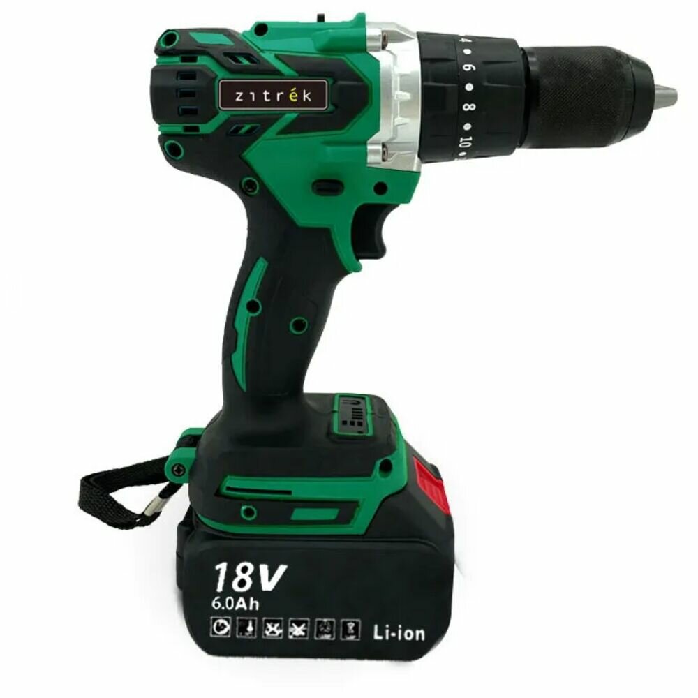 Аккумуляторная дрель-шуруповерт Zitrek Green Impact 18V (18В, Li-ion 2x6.0Ач) 063-4046