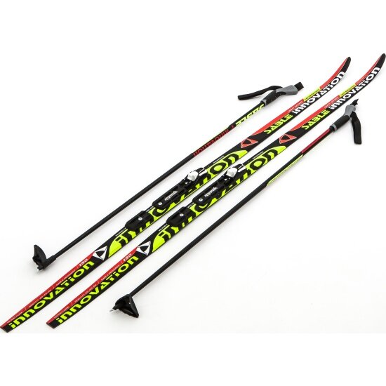 Лыжный комплект с палками STC NNN (Rottefella) WAX Innovation, black/red/green, 150 см